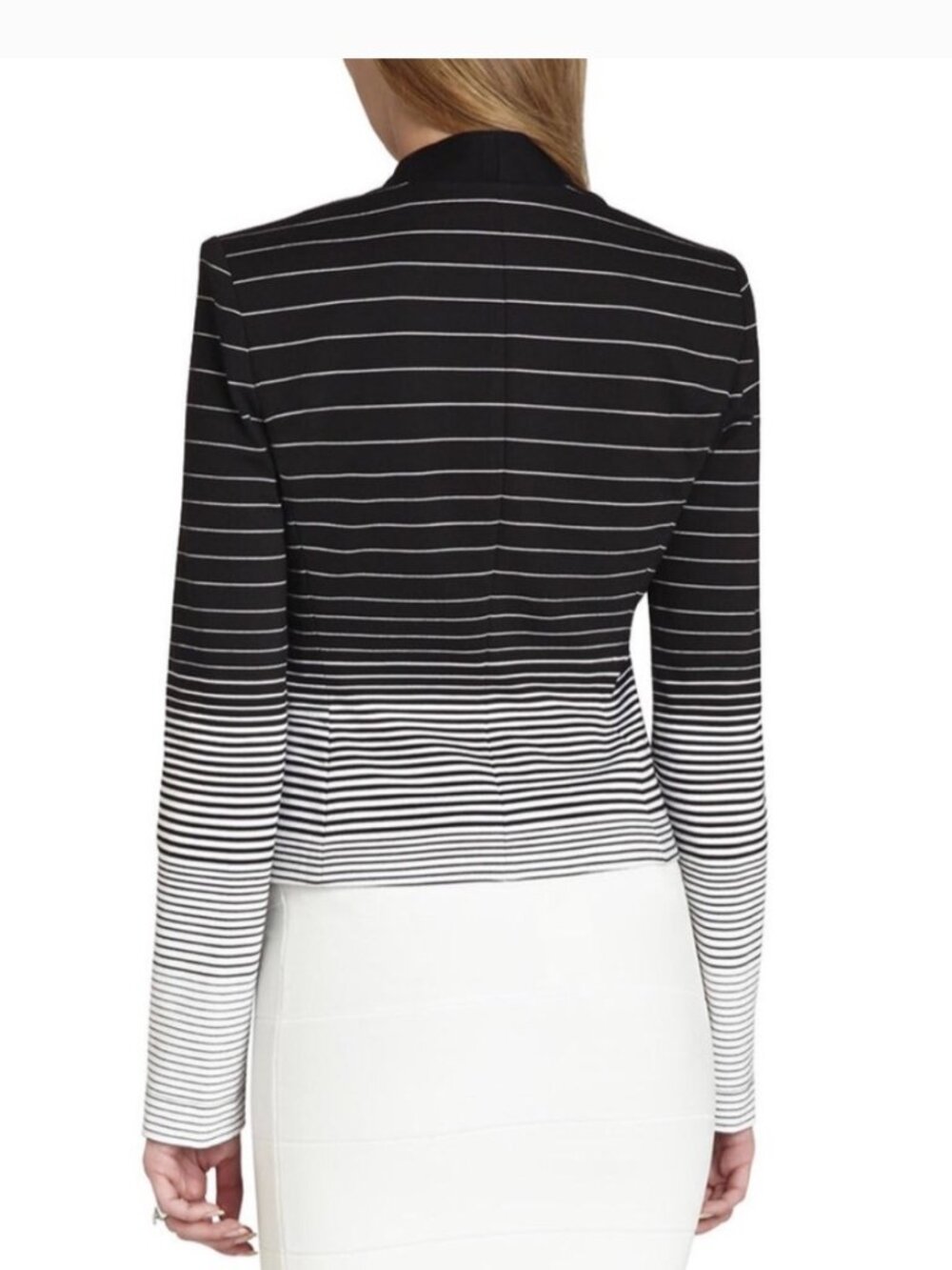 BCBGMAXAZRIA Bowie stripe Black/White tuxedo blazer M CAREER CORE - Picture 13 of 14